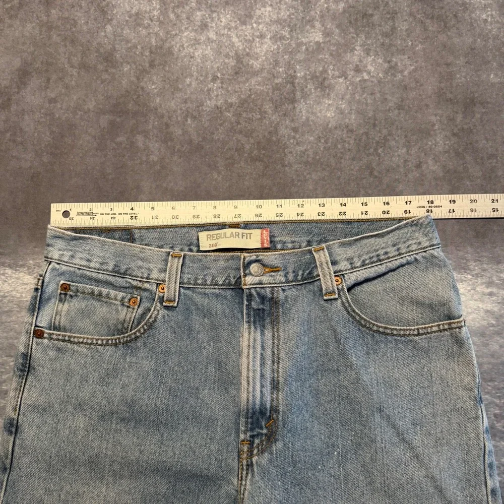 Levi 505 Regular Fit Mens Light Wash Denim Jeans Blue 36‎ x 30 Distressed Paint